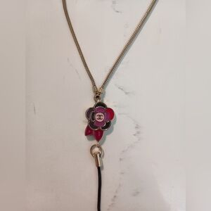Authentic Chanel Camellia  Cell Phone Strap with Coco Mark Charm